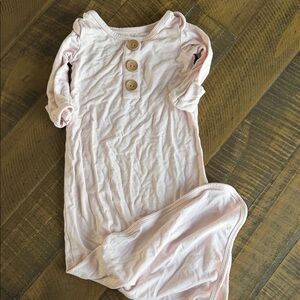 Caden Lane Pink Baby Gown with Wooden Buttons